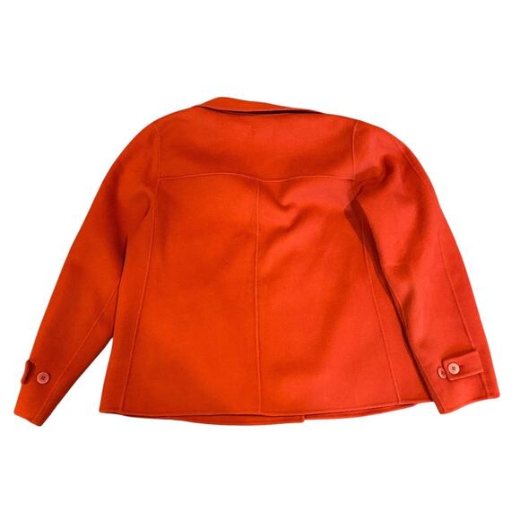 TALBOTS Orange Lightweight Pea Coat Collared Boiled Wool Jacket Women's Size 14W - Picture 2 of 5